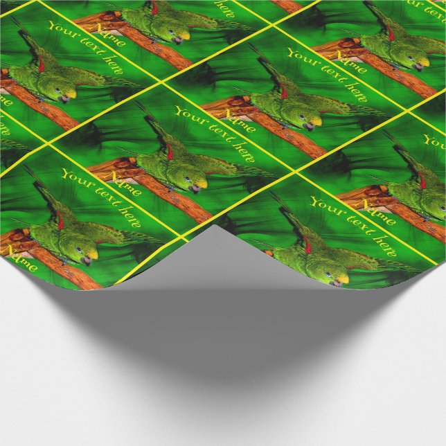 Cute Yellow Naped Amazon Parrot Art Personalized Wrapping Paper (Corner)