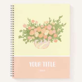 Cute yellow Notebook with peachy flowers