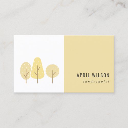 CUTE YELLOW OCHRE TREE TRIO LANDSCAPING SERVICE BUSINESS CARD