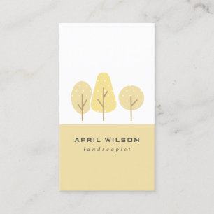 CUTE YELLOW OCHRE TREE TRIO LANDSCAPING SERVICE BUSINESS CARD
