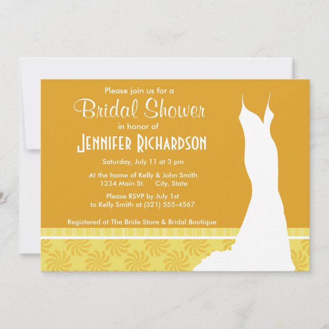 Cute Yellow Orange Swirl Invitation (Front)