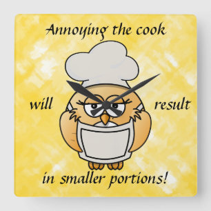 Cute Yellow Owl Cook Wall Clock