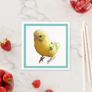 Cute Yellow Parakeet Friendly Pet Bird Photograph Napkins