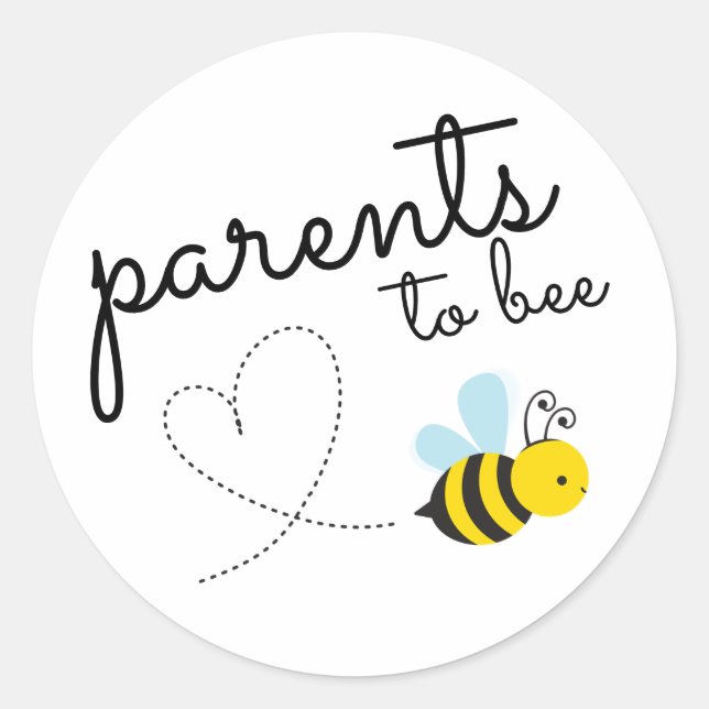Cute Yellow Parents To Bee Classic Round Sticker (Front)