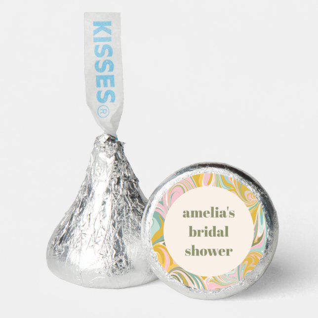 Cute Yellow Pastel Abstract Custom Bridal Shower Hershey®'s Kisses® (Front)