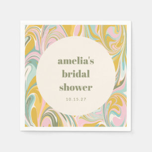 Cute Yellow Pastel Abstract Custom Bridal Shower Napkins