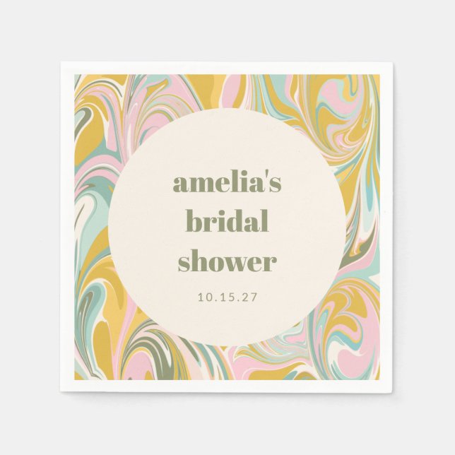 Cute Yellow Pastel Abstract Custom Bridal Shower Napkins (Front)