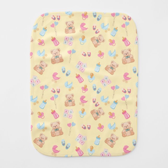 Cute yellow pastel burp cloth (Front)