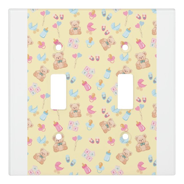 Cute yellow pastel burp cloth light switch cover (Front)