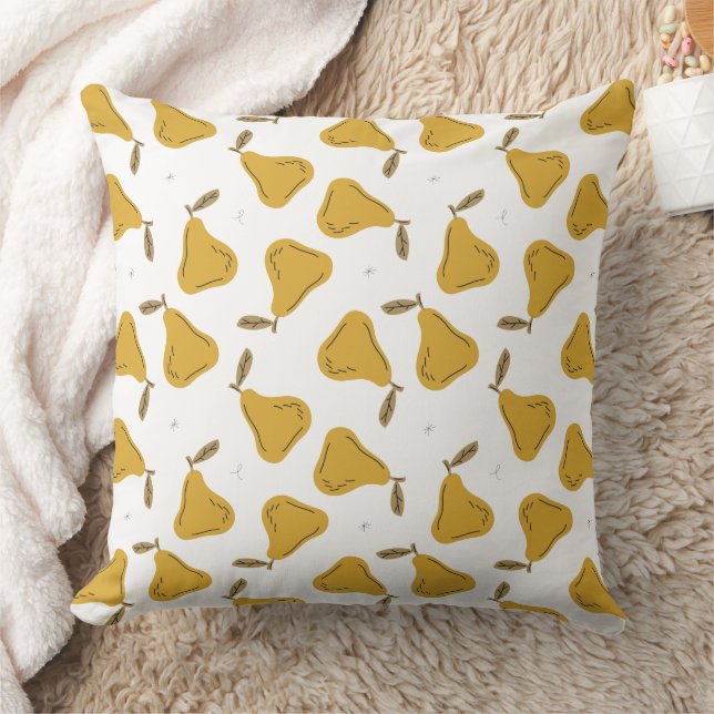 Cute Yellow Pear Fruit Pattern Throw Pillow (Blanket)