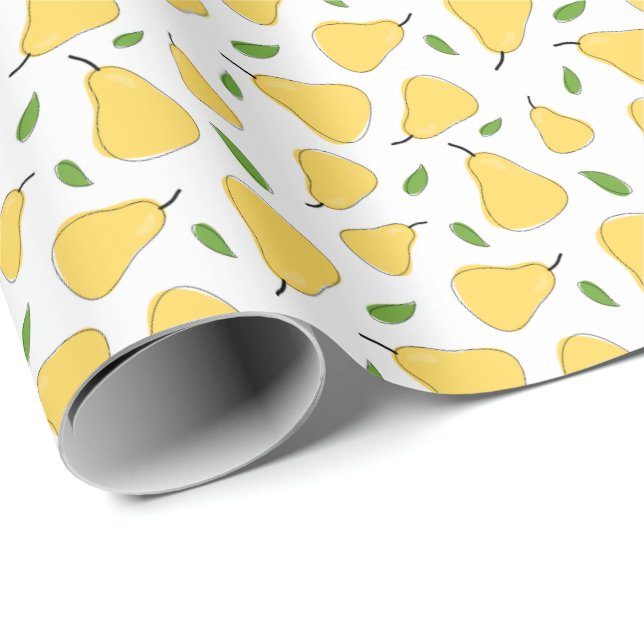 Cute Yellow Pear Pattern Wrapping Paper (Roll Corner)