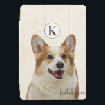 Cute Yellow Peek-a-Boo Corgi Dog Monogram iPad Pro Cover<br><div class="desc">Cute Yellow Peek-a-Boo Corgi Dog Monogram Design. With an adorable Pembroke Welsh Corgi peeking up to say hi! Makes a Fun and adorable gift for Kids, Teens, and adults, for Birthdays Christmas and more. Personalized with your initial letter and name! Monogrammed phone wallet case! ~ Check my shop to see...</div>