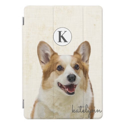 Cute Yellow Peek_a_Boo Corgi Dog Monogram iPad Pro Cover