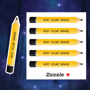Cute Yellow Pencil Name Custom-Cut Vinyl Sticker