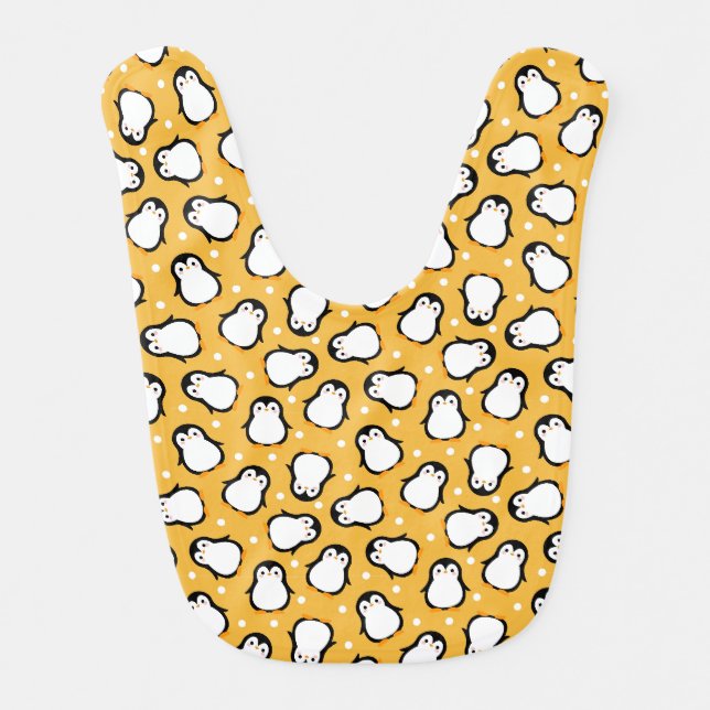 Cute yellow penguin pattern baby bib (Front)
