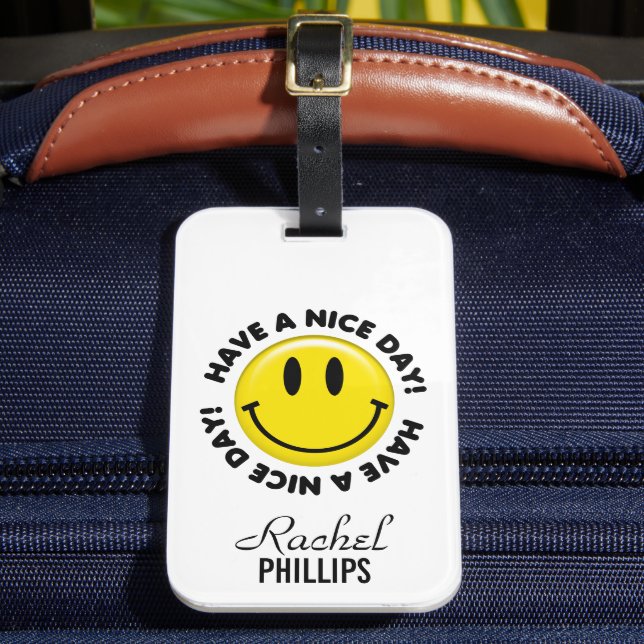 Cute Yellow Personalized Luggage Tag (Front Insitu 2)