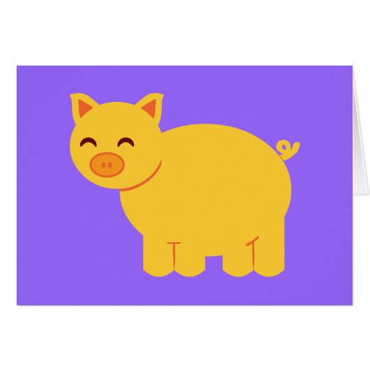 Cute Yellow Piggy Cards (Front Horizontal)