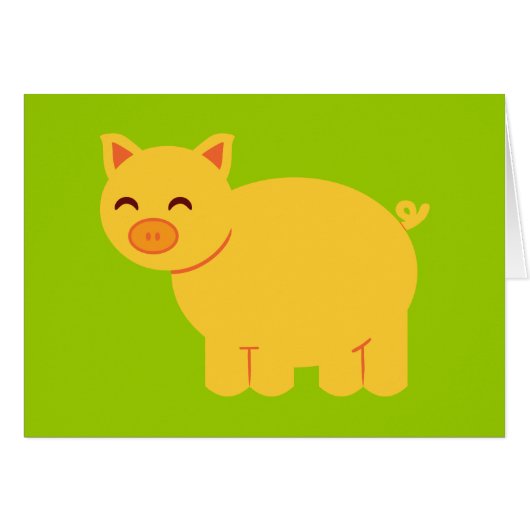 Cute Yellow Piggy Cards (Front Horizontal)