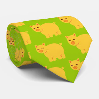 Cute Yellow Piggy Neck Tie