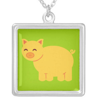 Cute Yellow Piggy Silver Plated Necklace