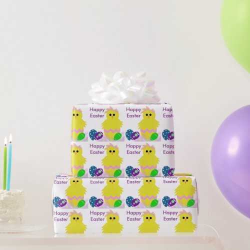 Cute Yellow Pink Chick Egg Wrapping Paper