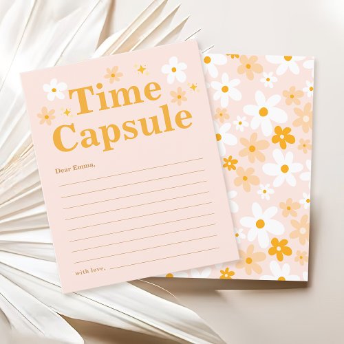 Cute Yellow Pink Daisy Time Capsule First Birthday