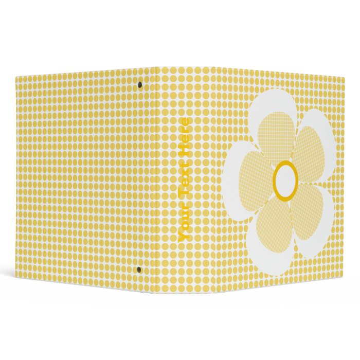 Cute Yellow Plaid Flower On Polka Dot Binders.