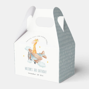Cute Yellow Plane Giraffe Sky Star Kids Birthday Favor Boxes