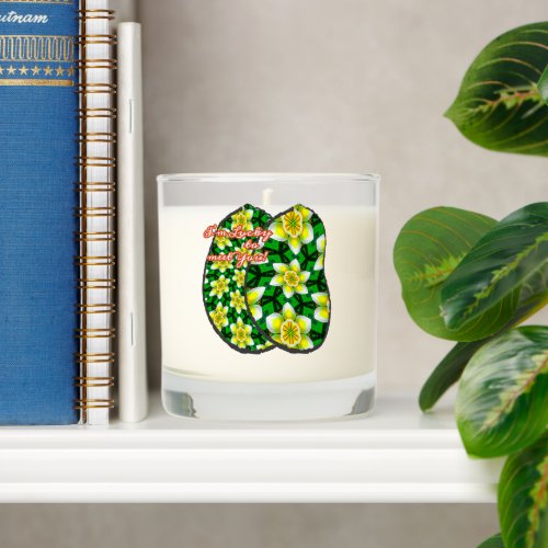 Cute Yellow Plumeria Pattern Scented Candle