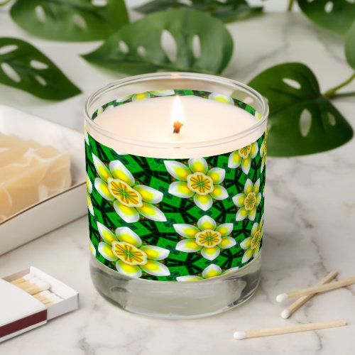 Cute Yellow Plumeria Pattern Scented Candle