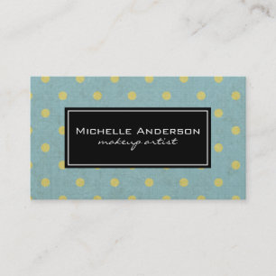 Cute Yellow Polka Dot Pattern Green Texture Business Card