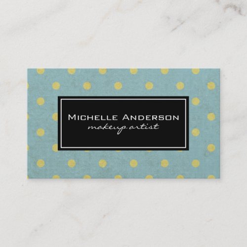 Cute Yellow Polka Dot Pattern Green Texture Business Card