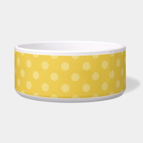 Cute Yellow Polka Dots Dog Pet Bowl