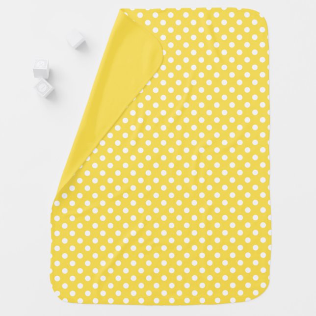 Cute Yellow Polka Dots Modern Baby Blanket (In Situ)