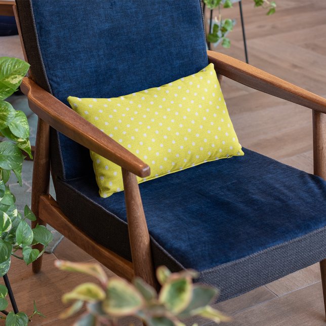 Cute Yellow Polka Dots Pattern Lumbar Pillow (Creator Uploaded)