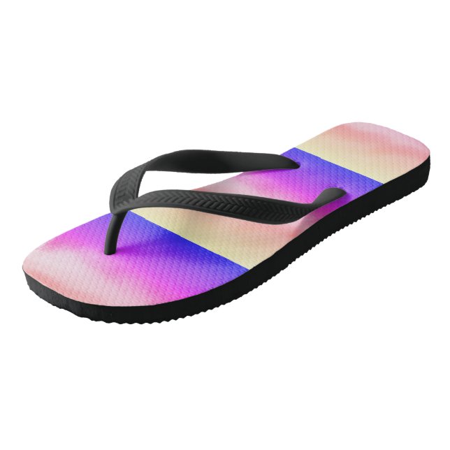 Cute YELLOW PUPLE Modern Woman Flip Flops (Angled)