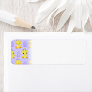 Cute Yellow Purple Chicken Easter Pattern Label