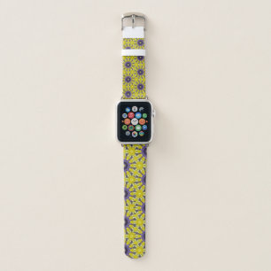 Cute Yellow Purple Kaleidoscope Geometric Pattern Apple Watch Band