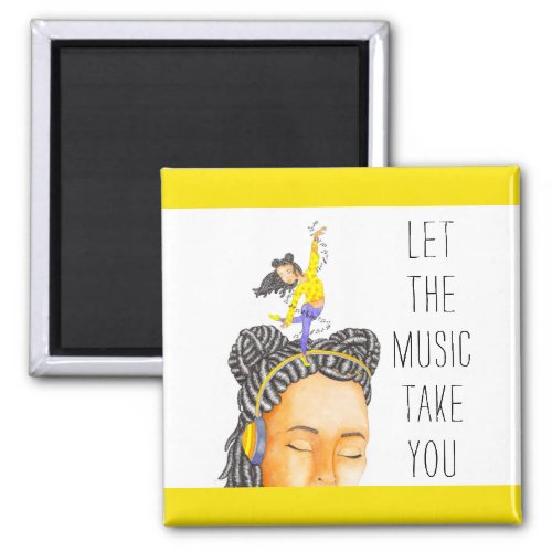 Cute Yellow Quote About Music Watercolor Painting Magnet