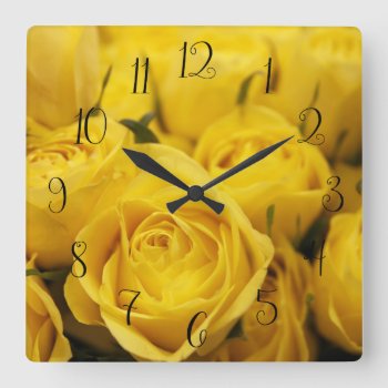 Cute Yellow Roses Wall Clock by GetArtFACTORY at Zazzle