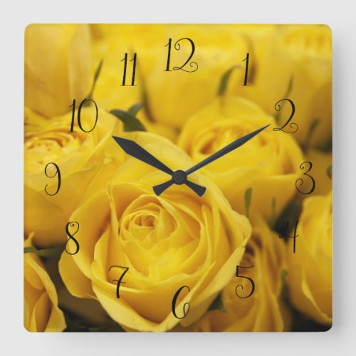 Cute Yellow Roses Wall Clock