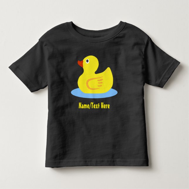 Cute Yellow Rubber Duck Name Customize Toddler T-shirt (Front)