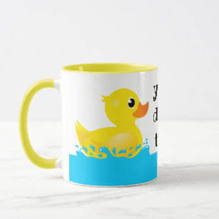 Cute Yellow Rubber Duck Splashing About Mug