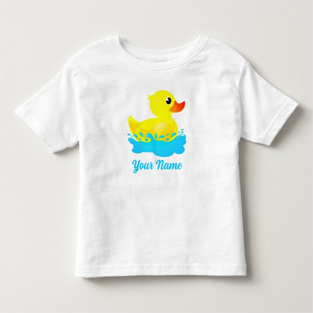 Cute Yellow Rubber Duck Splashing About Toddler T-shirt (Front)