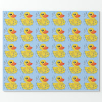 Cute Yellow Rubber Ducks Bubbles Baby Shower Wrapping Paper