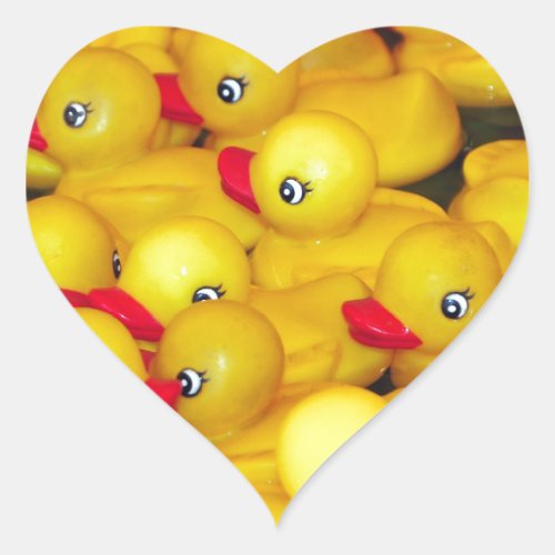 Cute yellow rubber duckies heart sticker
