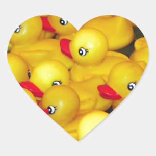 Cute yellow rubber duckies heart sticker