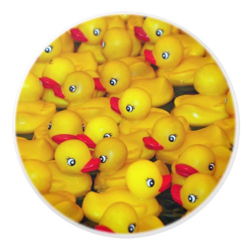 Cute yellow rubber duckies pattern ceramic knob