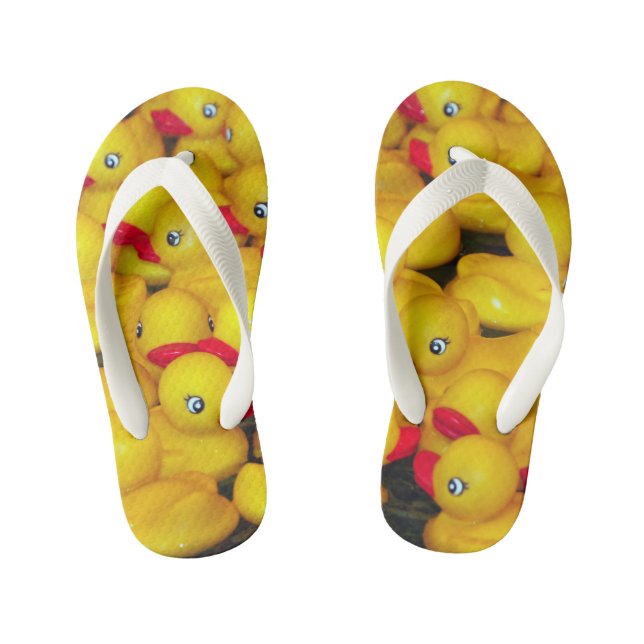 Cute yellow rubber duckies pattern kid's flip flops (Footbed)