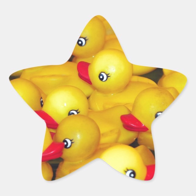 Cute yellow rubber duckies star sticker (Front)